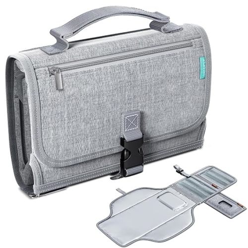 Alatino Portable Diaper Changing Pad, Wipe Clean, 24x22,Austere Grey
