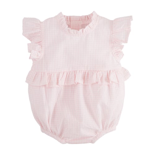 Pink Check Ruffle Bubble | Mud Pie