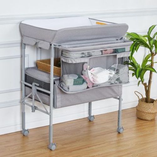 Baby Changing Table, Versatile Folding Changing Table, Waterproof Diaper Changing Station with 2 Drawers, Mobile Nursery for Infant and Newborn