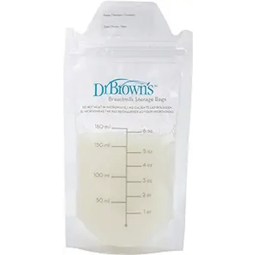 Dr. Brown’s Breast Milk Storage Bags, Disposable and Durable Bags for Freezing & Heating Breast Milk, (50ct) 6 oz Bags, BPA free - 50 Count
