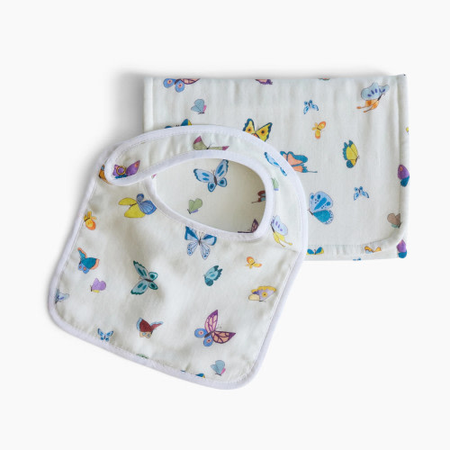 Timo & Violet Bib and Burp Cloth Set - Madame Butterfly