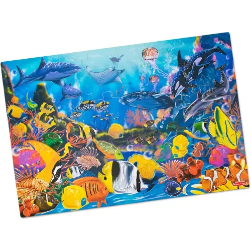 Melissa & Doug Underwater Ocean Floor Puzzle (48 pcs, 2 x 3 feet) Toddler Floor Puzzle, Ocean Animals Puzzle for Kids 3+ - FSC-Certified Materials