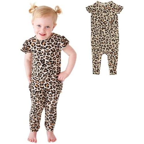 Posh Peanut Baby Girl Pajamas – Ruffled Cap Sleeve Romper PJs – Soft Viscose from Bamboo One-Piece for Babies & Toddlers