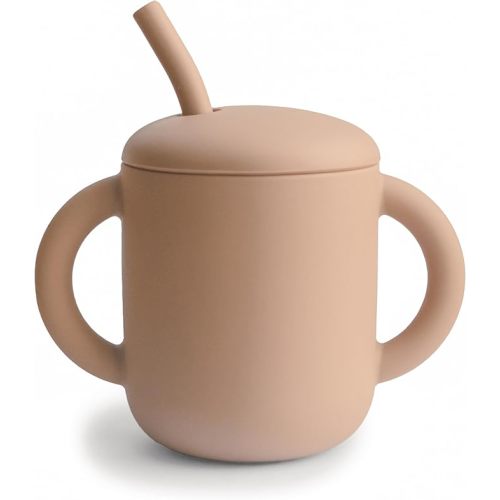 mushie 100% Silicone Training Cup & Straw for Toddlers | 6 Months+ (Natural)