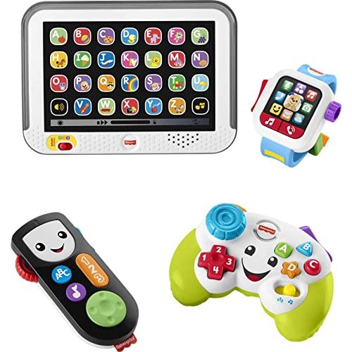 Fisher-Price Laugh & Learn Laugh & Learn Tune in Tech Set, Gift Set of 4 Musical Learning Role-Play Toys for Infants and Toddlers, Multicolor