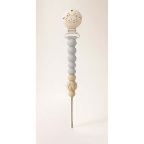 Loulou Lollipop Pacifier Clip - OneC One-Piece Clip for Babies and Toddlers 4 Months+, Easy to Clean, Grey