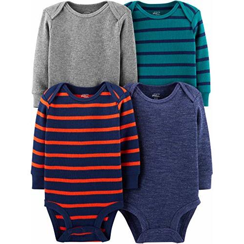 Simple Joys by Carter's Boys' 4-Pack Soft Thermal Long Sleeve Bodysuits