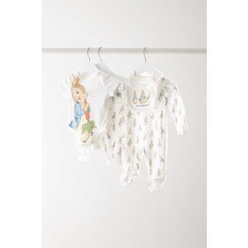 Peter Rabbit Baby 4 Piece Set Easter Gift Sleepsuit Bodysuit Bottoms Bib