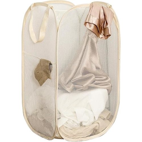 Pop Up Laundry Basket Folding Laundry Hamper Mesh Hamper Storage Bin