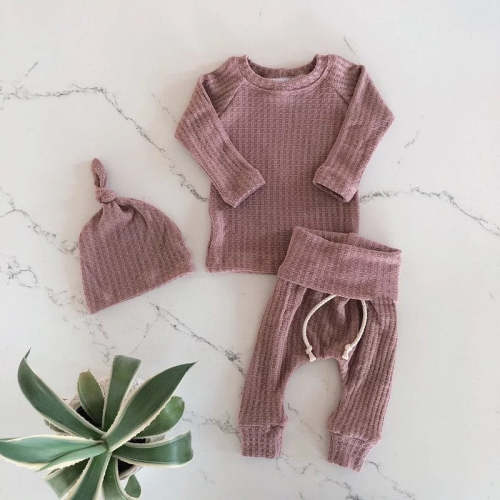 Cotton Waffle Knit Newborn Outfit