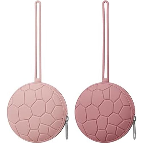 2 Pack Silicone Pacifier Holder Case, BPA-Free Newborn Baby Silicone Holder for Boys & Girls, Portable Silicone Pacifier Container Case (Blush/Mauve)