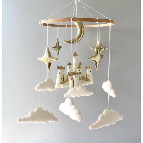 Castle baby mobile nursery, fantasy mobile, felt crib mobile for princess, fairytale baby mobile, baby shower gift