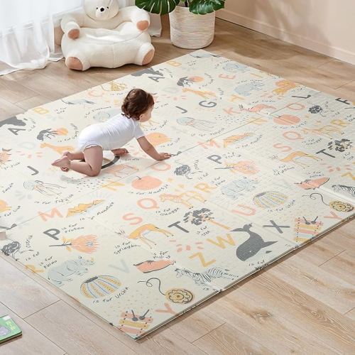 Sour Lemon Baby Play Mat 79x71, Extra Large Foldable Baby Mat, Playpen Mat, Reversible Crawling Mat for Baby, Waterproof, Safe Thick Activity Playmats for Babies and Toddlers