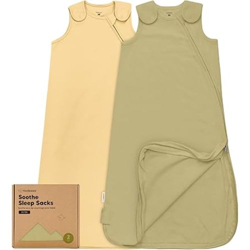 2-Pack Organic Baby Sleep Sacks, 100% Cotton - Soft & Breathable 0.5TOG Baby Wearable Blanket, Toddler Sleeping Sack 6-18 months, Easy to Wear Transitional Swaddles for Newborns, Infants (Avocado, M)