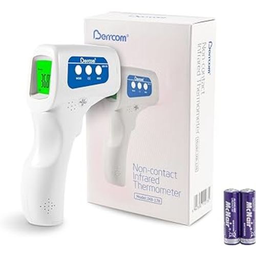 Berrcom Non-Contact Infrared Forehead Thermometer Digital Thermometer 3 in 1 for Baby and Adult Non-Touch Baby Thermometer with Fever Warning with Battery