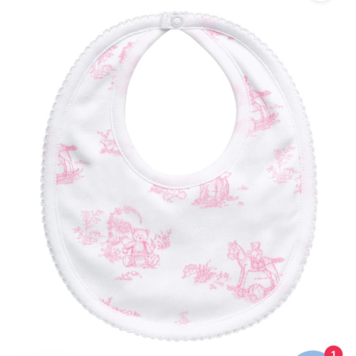 Pink Toile Baby Bib