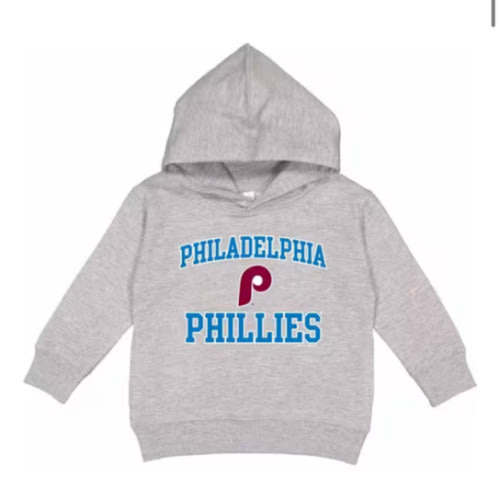 Philadelphia Phillies Toddler GREY Throwback #1 Design Long Sleeve Hoodie - 22651353
