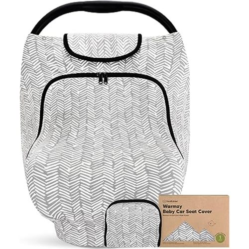 Car Seat Cover for Babies - Baby Car Seat Canopy for Spring, Autumn, Winter - Universal Stretch Fit Car Seat Cover for Babies,Boys,Girls -Breastfeeding Nursing Cover-Infant Carseat Cover (Herringbone)