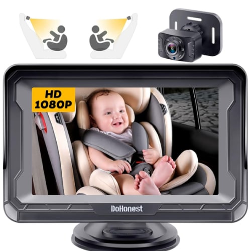DoHonest Baby Car Camera HD 1080P - Rear-Facing Car Baby Monitor with Night Vision, Adjustable View Angle, Easy Setup, Anti-Glare Display, Safety for Kids & Infants