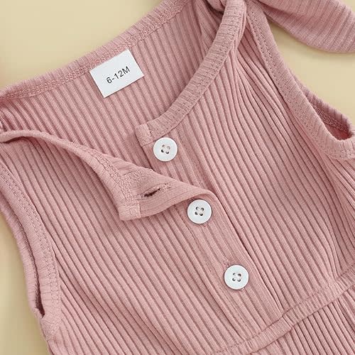 Fernvia Toddler Baby Girl Summer Clothes Sleeveless Ribbed Knitted Jumpsuit Shorts Overalls Baby One Piece Outfit