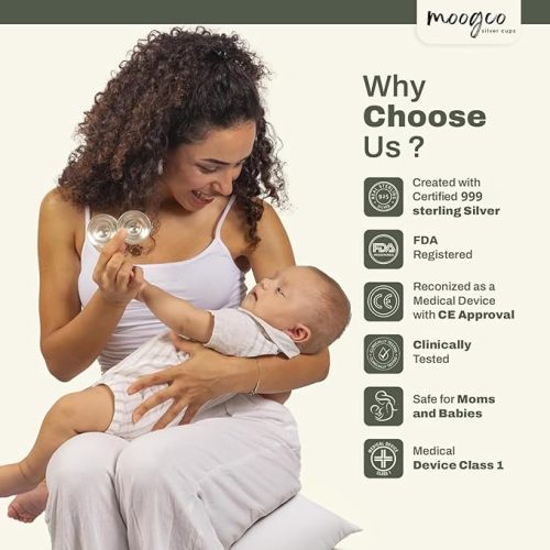 The Original Silver Nursing Cups - 999k Silver Cups - Nipple Shields for Nursing Newborn - Newborn Essentials Must Haves - Nipple Covers Breastfeeding - 999 Silver
