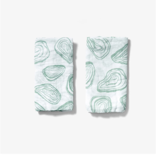 Burp Cloth Set - Oyster in Agave | Lewis