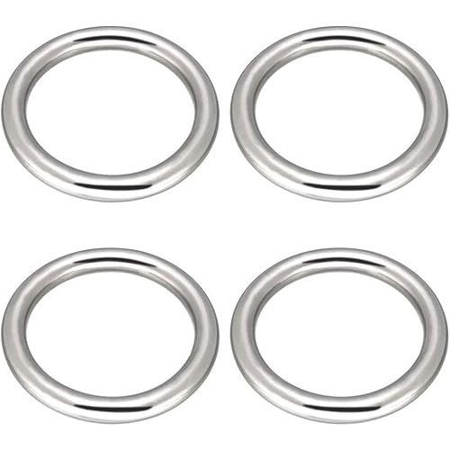 Abimars 3" Seamless Metal O Ring, 4 Pack 304 Stainless Steel Rings Load 440lbs, Solid, Heavy Duty Multi-Purpose Metal O-Ring for Macrame,Dog Leashes