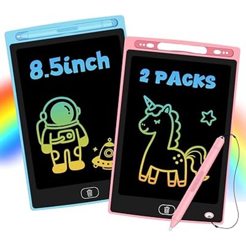 2 Pack LCD Writing Tablet for Kids, Erasable and Reusable Toddler Doodle Board in 8.5 inch, Ideal Educational Drawing Pad for Learning Toy for Ages 3-8 Gifts for Girls Boys