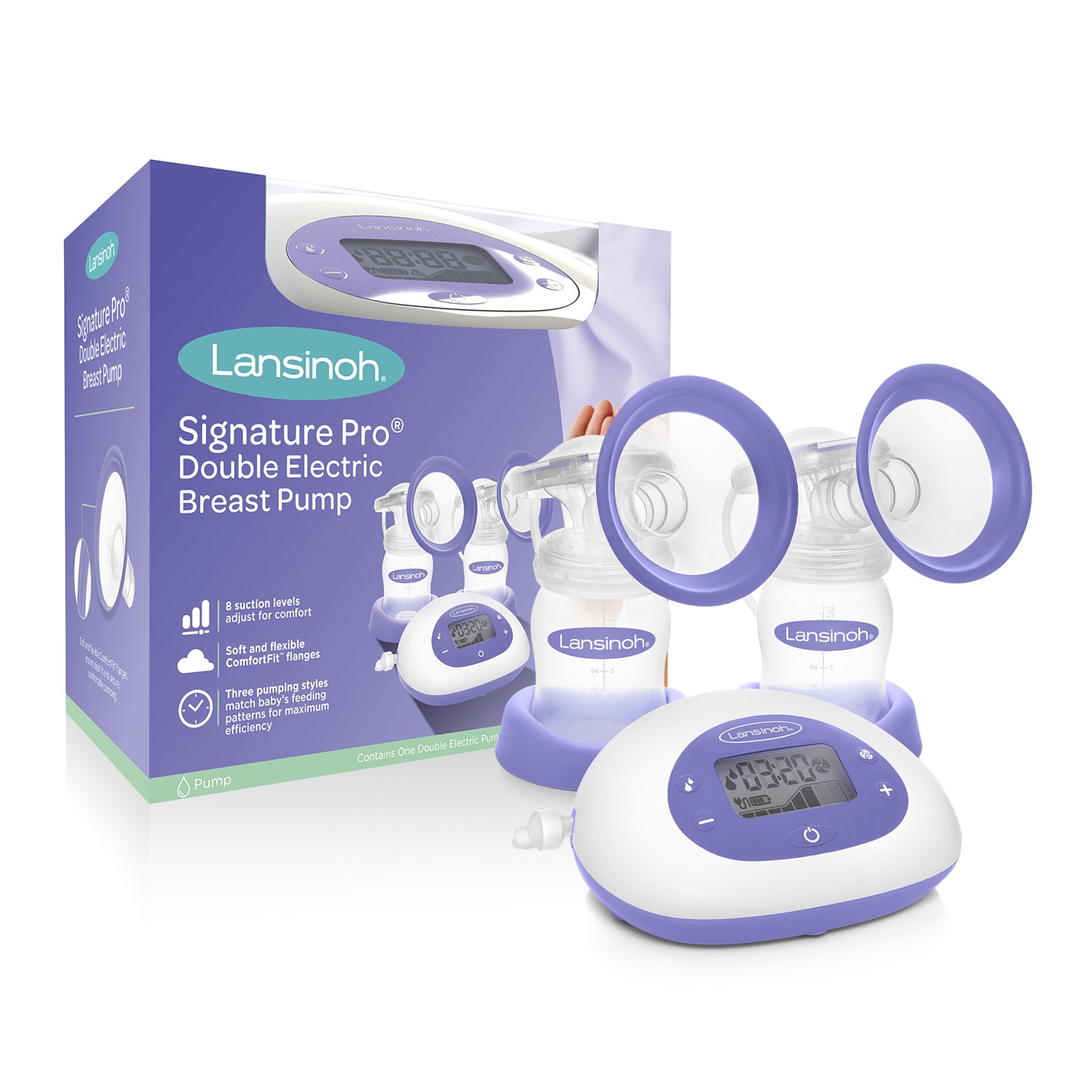 Signature Pro Portable Double Electric Breast Pump with LCD Screen and Adjustable Suction & Pumping Levels