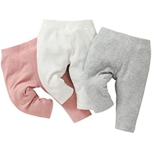 Baby Girl Infant 3 Pack Solid Pants and Casual Leggings