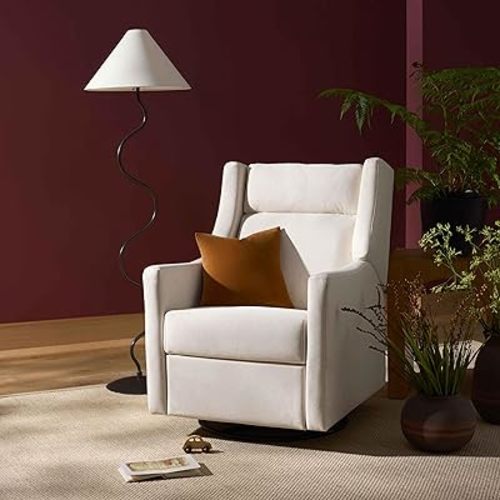 Babyletto Kiwi Electric Power Glider Recliner Nursery Chair w/USB Ports - Water & Stain Resistant Glider Rocking Chair for Nursery - GREENGUARD Gold Certified - 270° Swivel Rocker Recliner - Cream