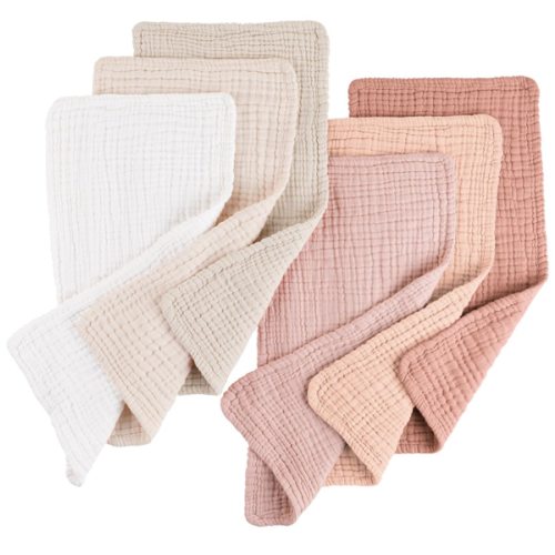 Konssy Muslin Baby Burp Cloths 6 Pack, Soft Absorbent 100% Cotton Burping Clothes for Newborns, Baby Boys and Girls, Unisex