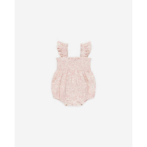 Smocked Ruffle Sleeve Romper || Pink Blossom