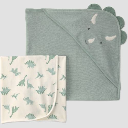 Carter's Just One You® Baby 2pk Hooded Towel - Green Dino
