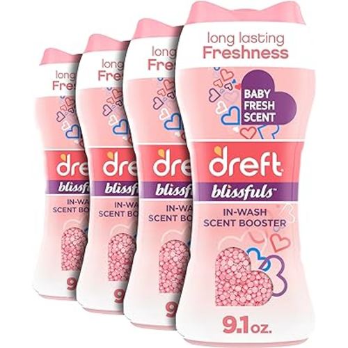 Dreft Blissfuls In-Wash Scent Booster Beads, Baby Fresh Scent, 9.1 oz (4 Pack)