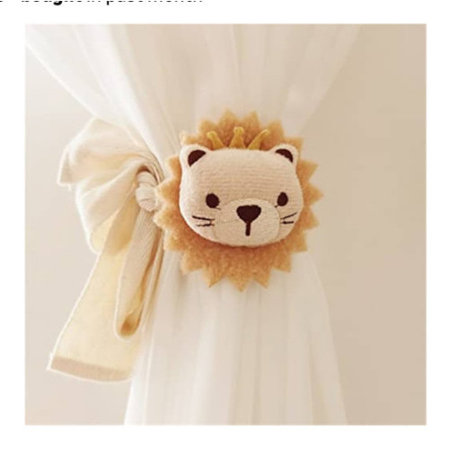 2 Pack Curtain Tiebacks Cute Cartoon Animal Curtain Ties, Embroidered Animal Shape Bedroom Accessories, Curtain Holders for Baby’s Room Bedroom (Lion)