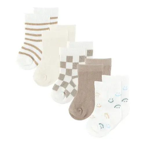 4Baby 5 Pack Socks Natural Mix 3-6M | Baby Bunting AU