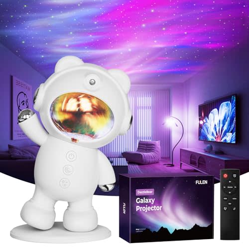FULEN Galaxy Projector for Bedroom,Star Projector Cute Night Light for Kids,Aurora Ceiling Light, LED Lights for Kids Room Decor Aesthetic,Gift for Teen Girls&Boys,White