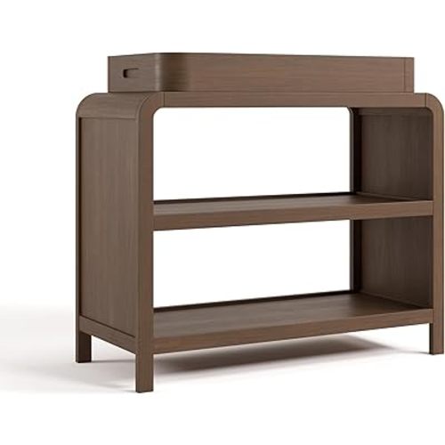 Storkcraft Santos Changing Table (Hazelnut) – GREENGUARD Gold Certified Baby Changing Table, Solid Wood Changing Table for Baby, Removable Changing Topper Fits Standard-Size Changing Pad