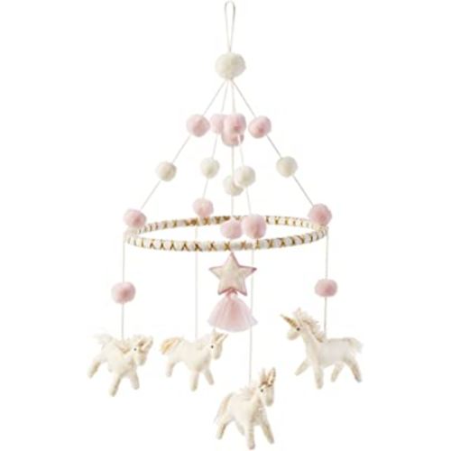 Mud Pie Nursery Baby Crib Mobile, Unicorn, Pink, One Size