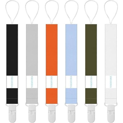 Yoofoss Pacifier Clip for Boys and Girls 6 Pack Solid Color Pacifier Holder Fits All Pacifiers & Teething Toys Modern Unisex Baby Necessary