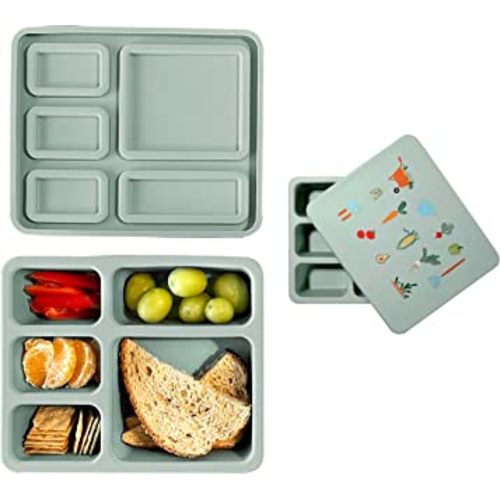 Austin Baby Co Leak-Proof Bento Lunch Box for Kids – Silicone Kids Lunch Container with 5 Leakproof Compartments – Food-Safe Materials, Sturdy, Dishwasher Safe, and BPA Free