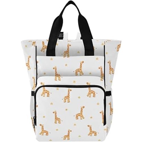 Burbuja Safari Giraffe Diaper Bag Backpack for Women Men, Large Travel Diaper Bag Tote with Stroller Straps & Insulated Pockets, Nursery Essential