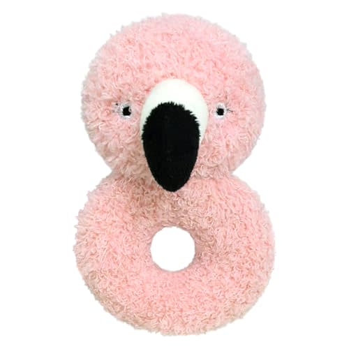 Doindute Baby Flamingo Soft Rattle Toy, Plush Flamingo Infant Shaker Rattle Easy-Grasp Stuffed Animal Toy, Gifts for Newborns Babies Toddlers Boys Girls, Pink, 5.5 Inches