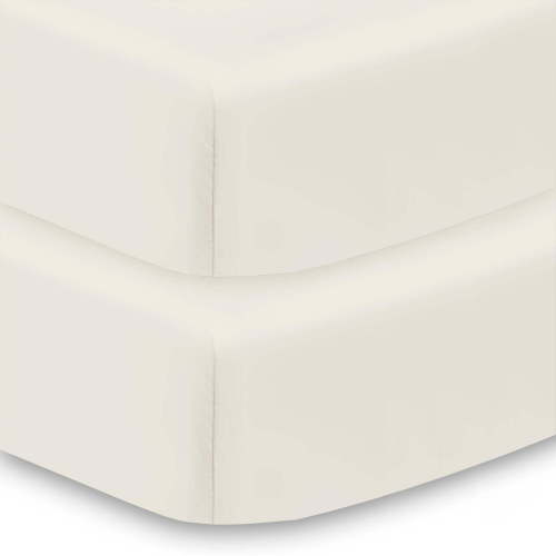 BreathableBaby All-in-One Fitted Sheet & Waterproof Cover for Crib Mattresses, 2-Pack, Natural Ecru