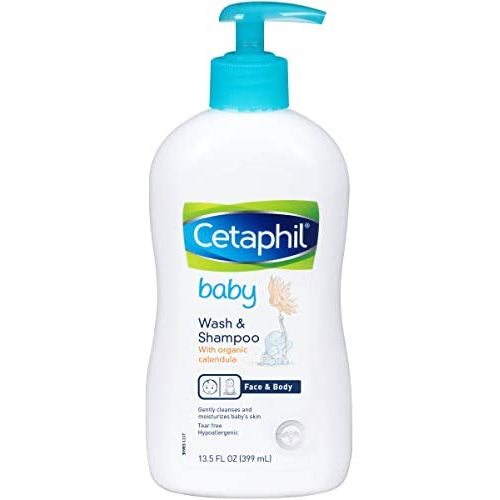 Cetaphil Baby Wash & Shampoo with Organic Calendula |Tear Free | Paraben, Colorant and Mineral Oil Free | 13.5 Fl. Oz - 13.5 Fl Oz (Pack of 1)