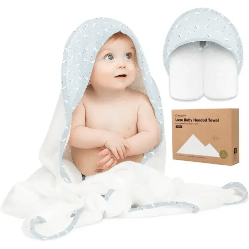 KeaBabies Baby Hooded Towel - Viscose from Bamboo Baby Towel Organic Bamboo Towel - Infant Towels - Large Hooded Towel - Baby Bath Towel with Hood for Girls, Babies, Newborn Boys,Toddler (Blue Whale)