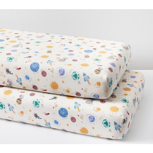 Space Organic Crib Fitted Sheet | Pottery Barn Kids