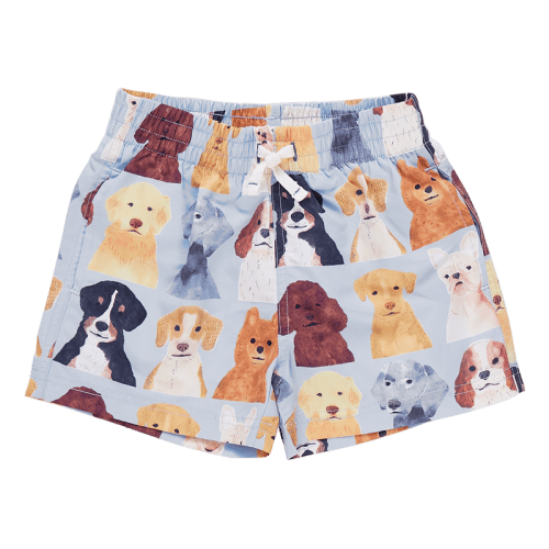 Baby Boys Swim Trunk - Light Blue Watercolor Dogs – Pink Chicken