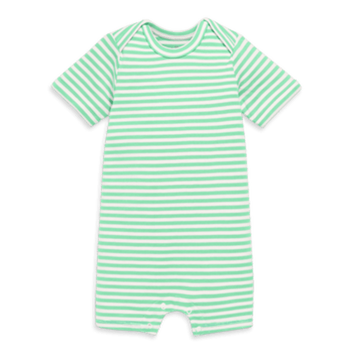 Organic Babysuit Shortie In Stripe, 3-6M